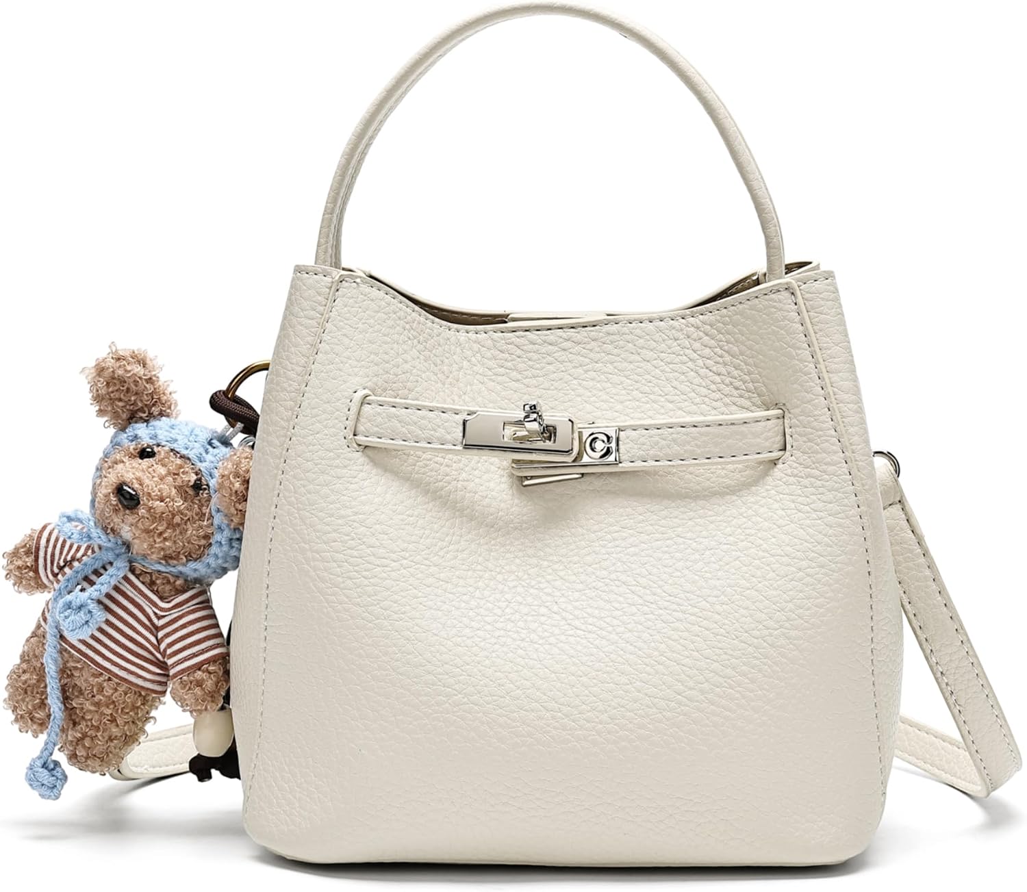 Women's Litchi Bucket Crossbody Bag