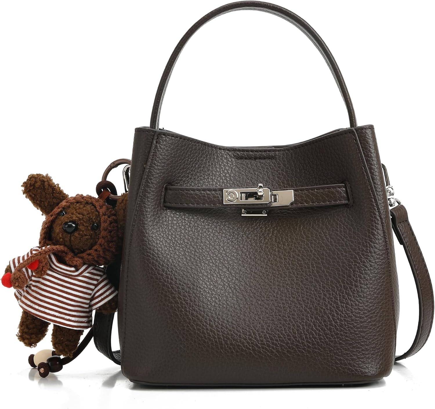 Women's Litchi Bucket Crossbody Bag