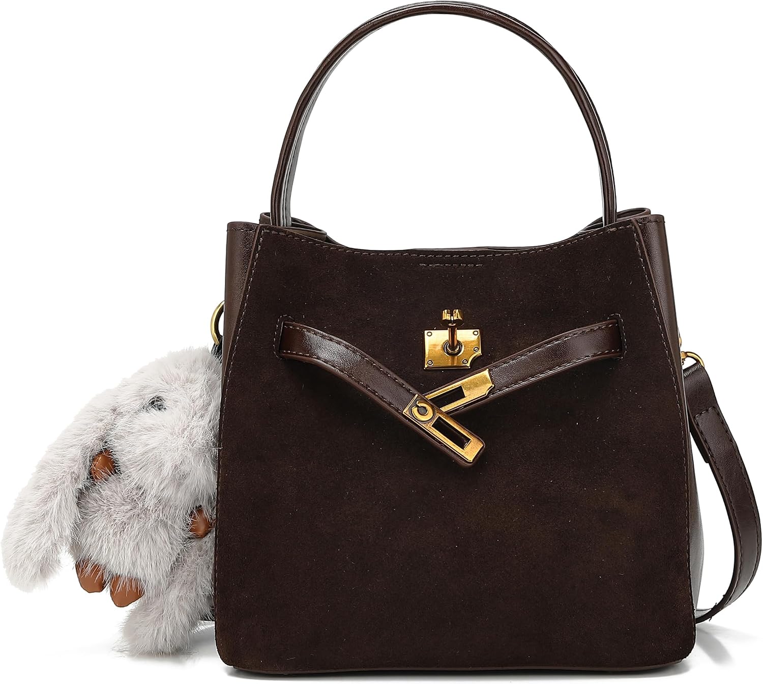 Women's Litchi Bucket Crossbody Bag
