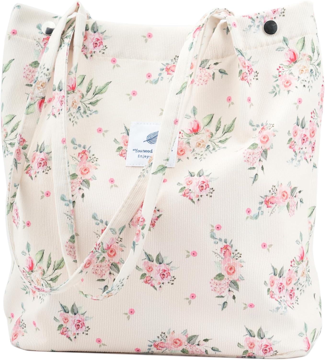 Women's Corduroy Tote Bag with Pocket