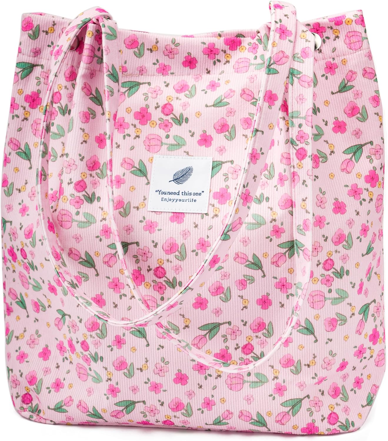 Women's Corduroy Tote Bag with Pocket
