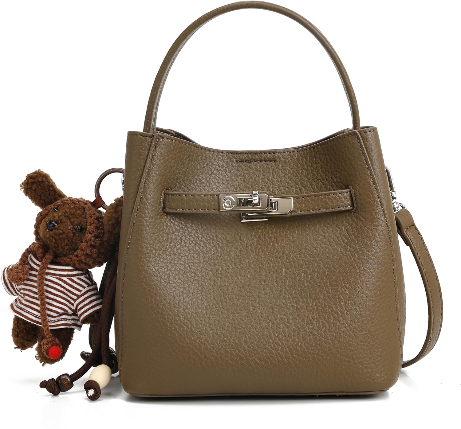 Women's Litchi Bucket Crossbody Bag