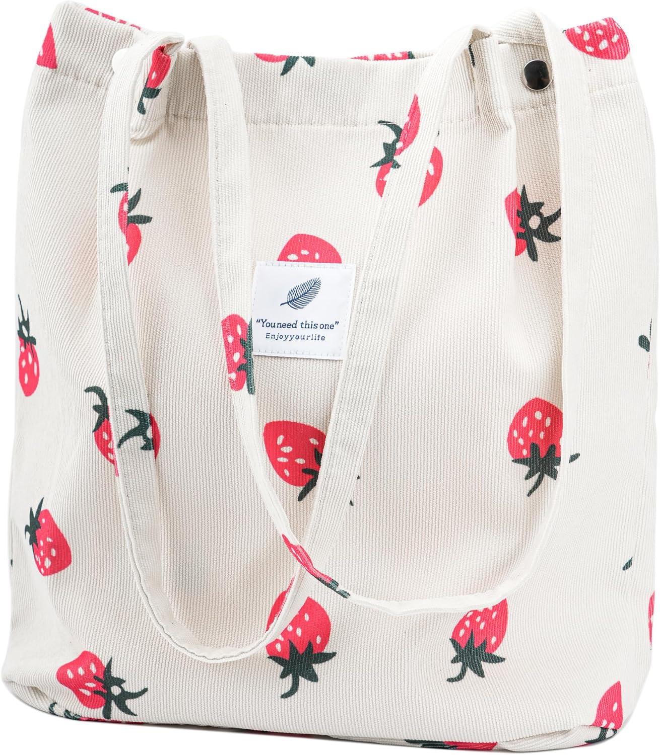 Women's Corduroy Tote Bag with Pocket
