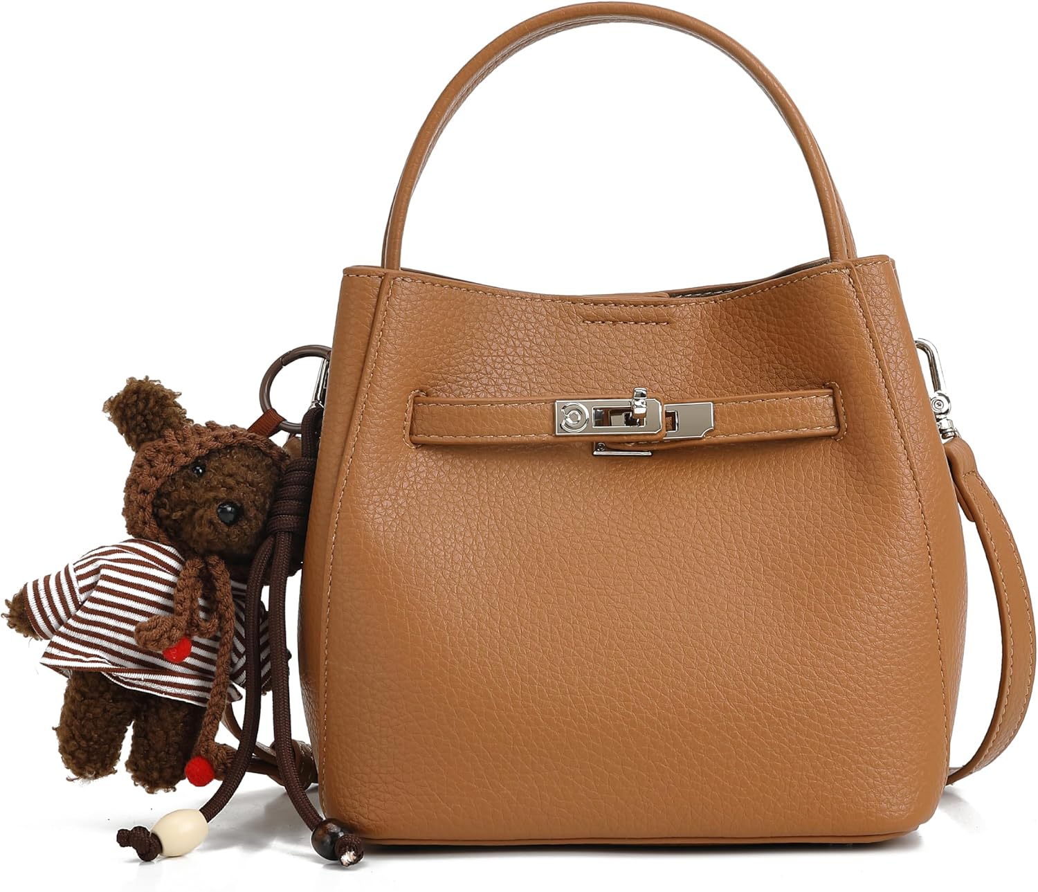 Women's Litchi Bucket Crossbody Bag