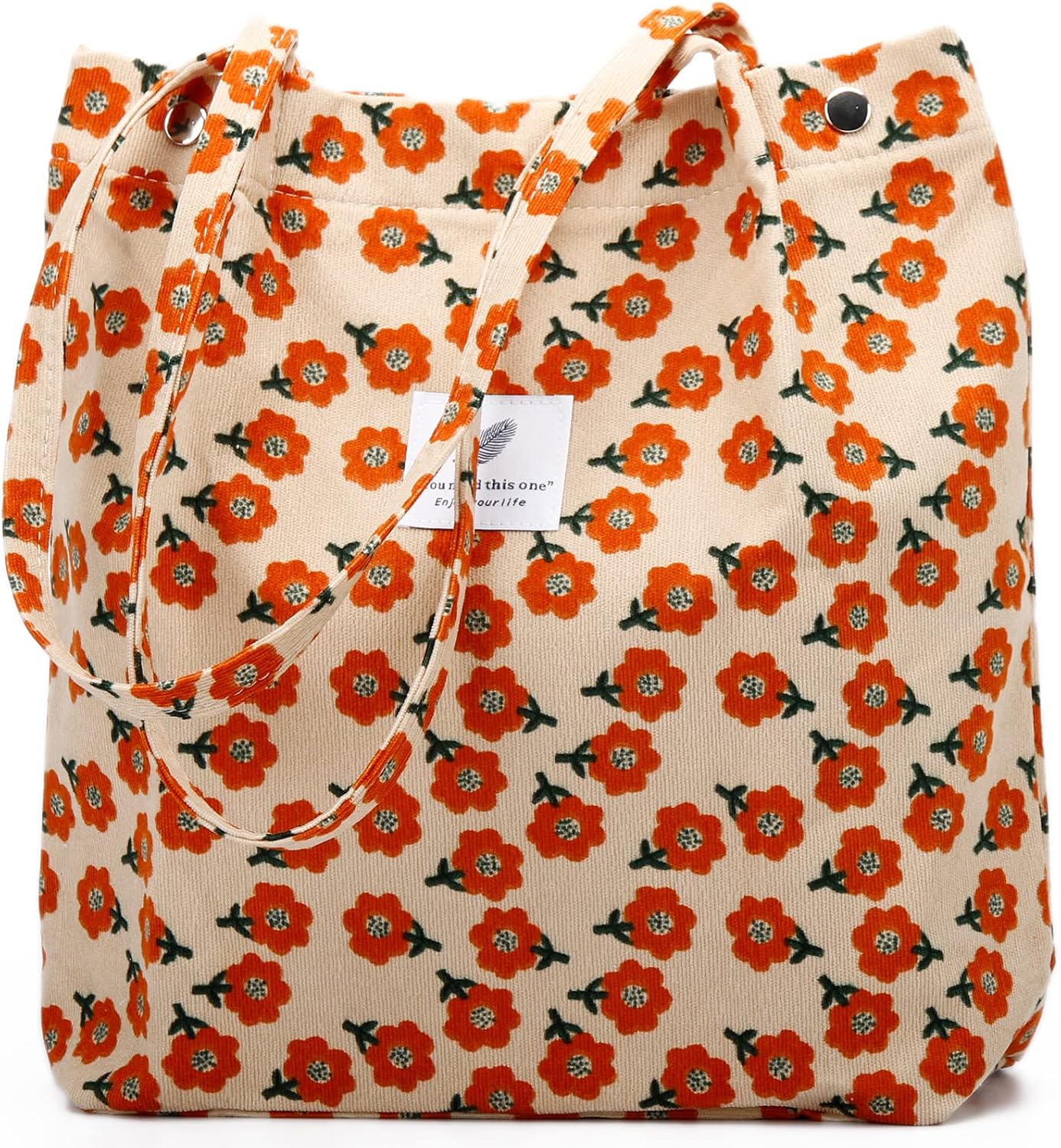 Women's Corduroy Tote Bag with Pocket