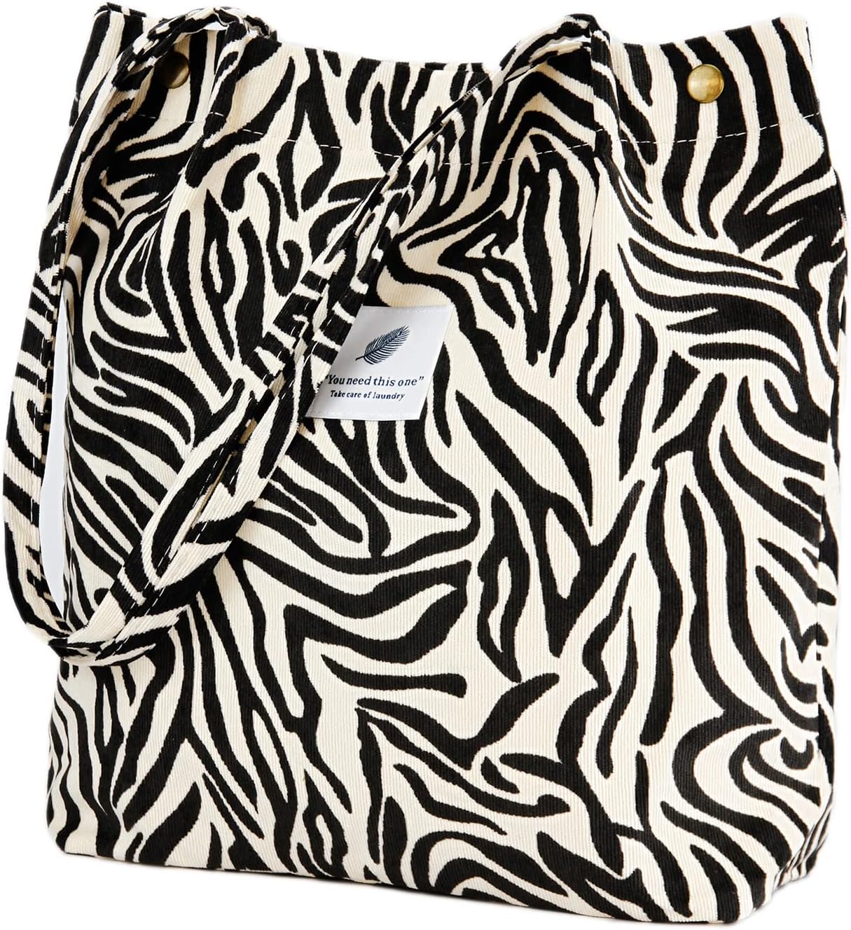 Women's Corduroy Tote Bag with Pocket