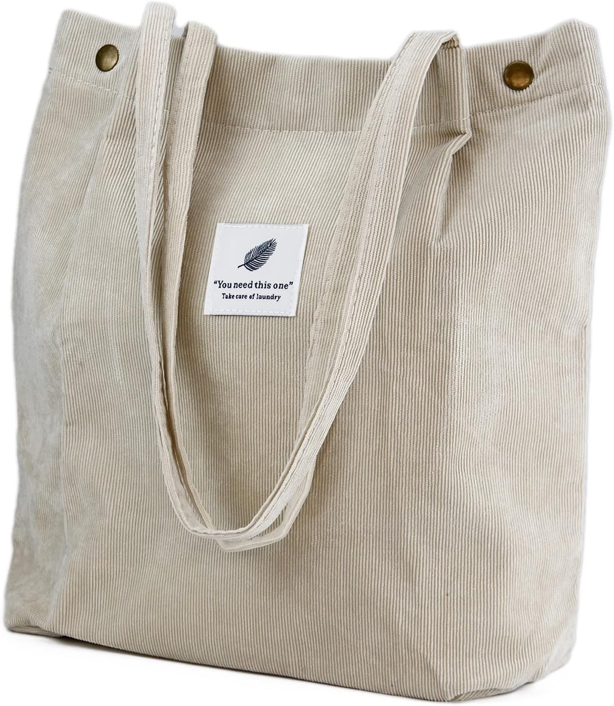 Women's Corduroy Tote Bag with Pocket