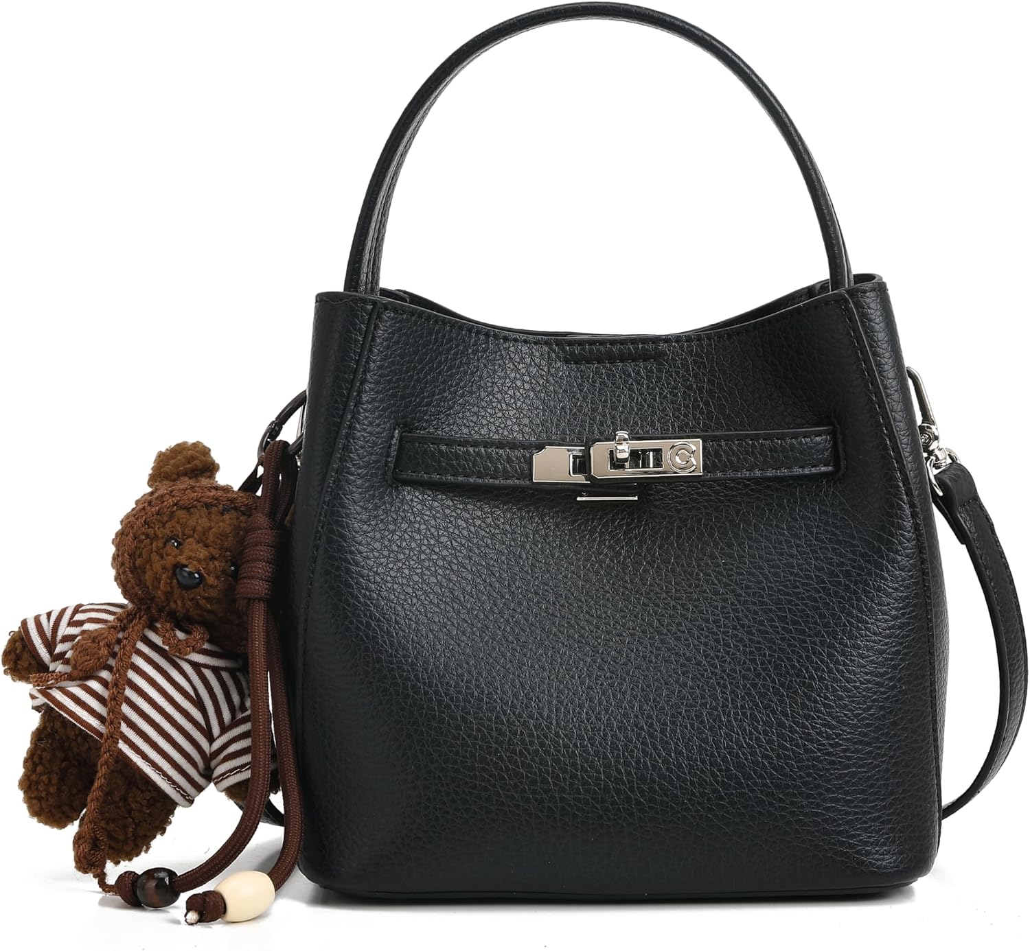Women's Litchi Bucket Crossbody Bag