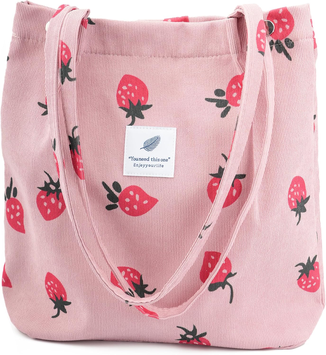 Women's Corduroy Tote Bag with Pocket
