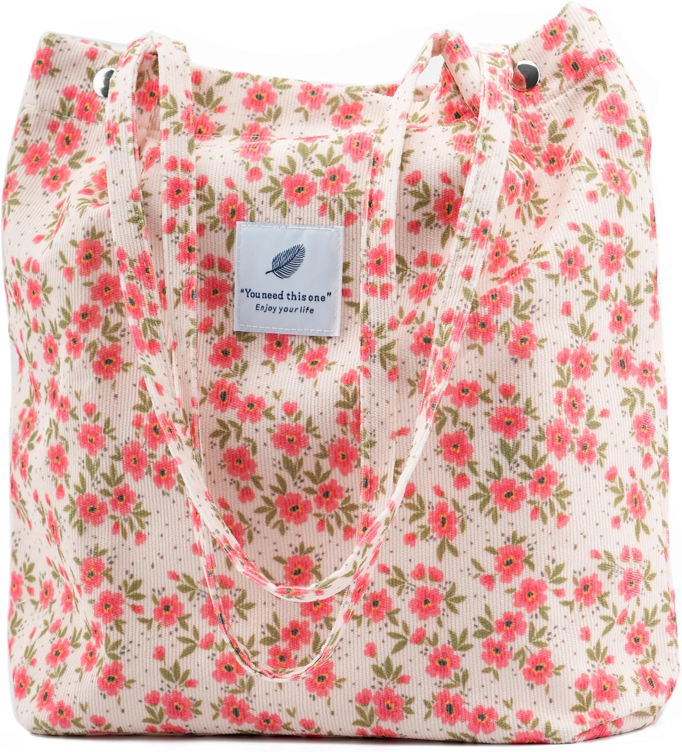Women's Corduroy Tote Bag with Pocket
