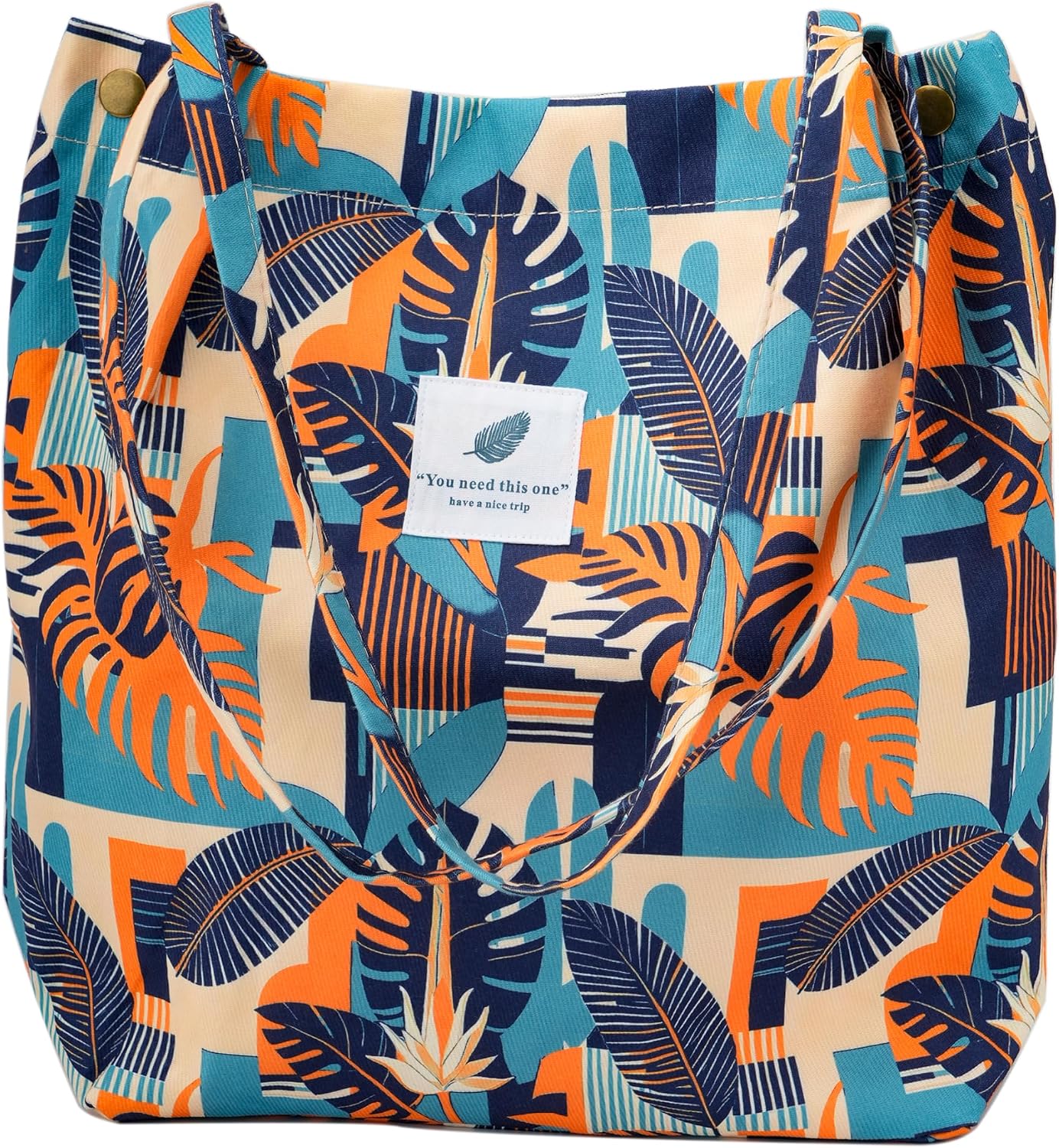 Women's Corduroy Tote Bag with Pocket