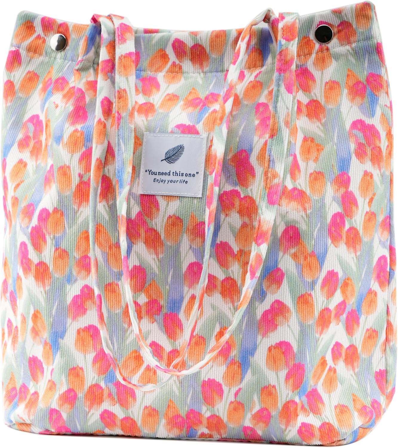 Women's Corduroy Tote Bag with Pocket