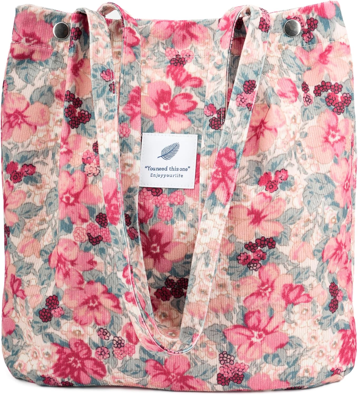 Women's Corduroy Tote Bag with Pocket