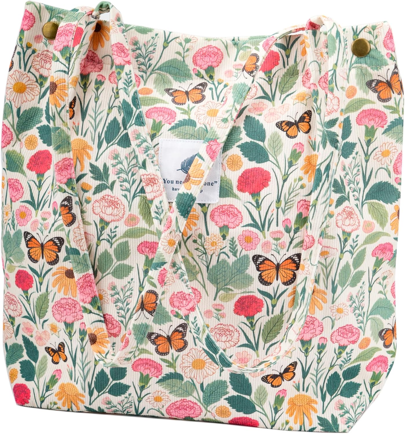Women's Corduroy Tote Bag with Pocket