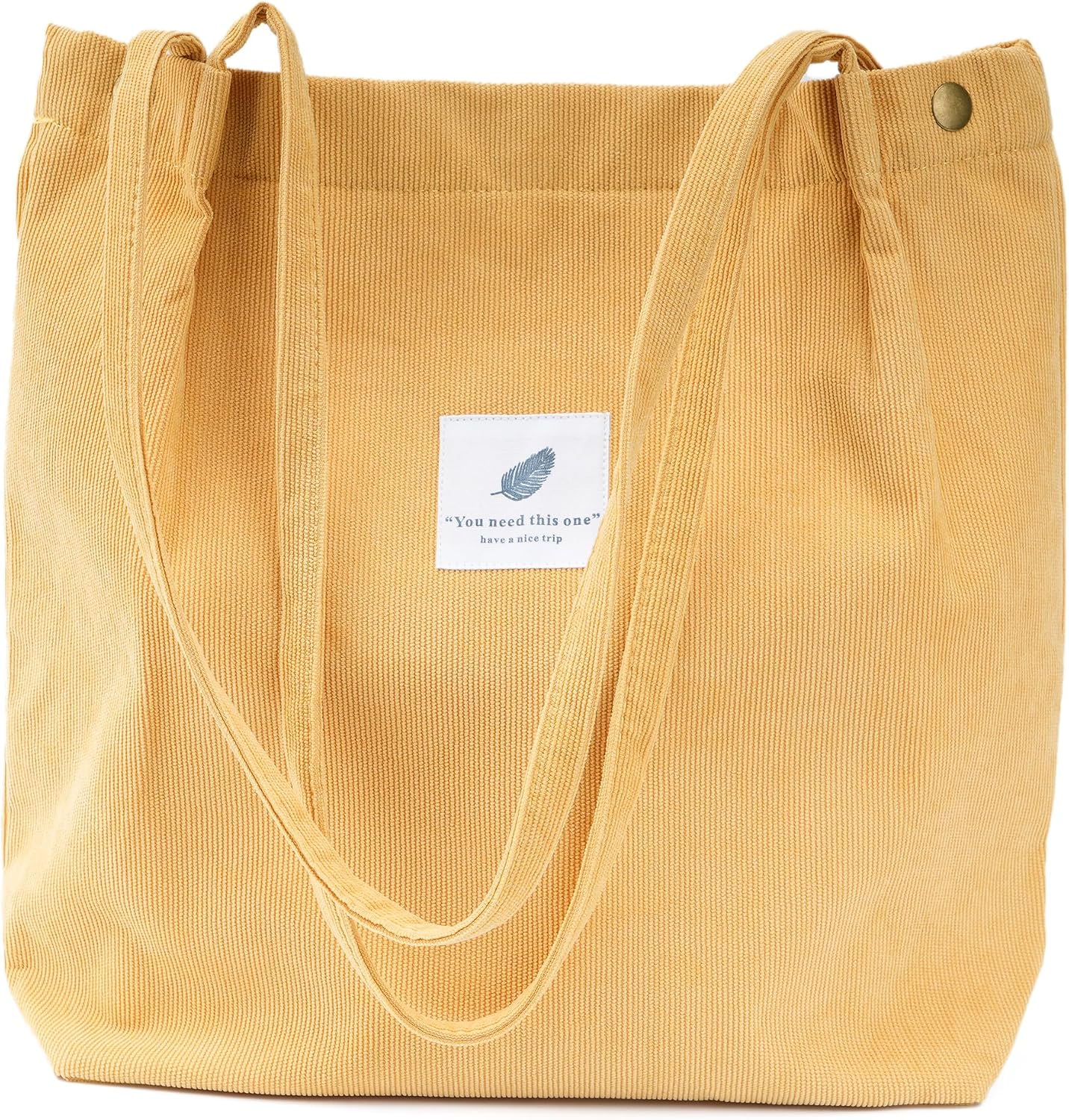 Women's Corduroy Tote Bag with Pocket