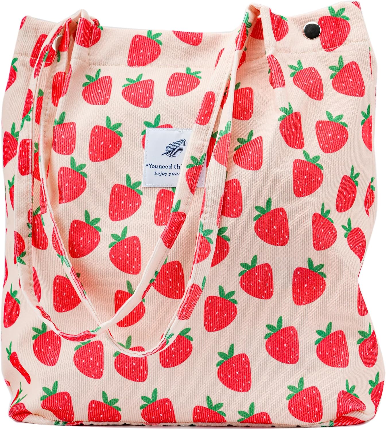Women's Corduroy Tote Bag with Pocket
